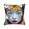 Funda de almohada de felpa doble cara de 18x18 pulgadas con patrón de maquillaje floral