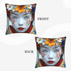 Funda de almohada de felpa doble cara de 18x18 pulgadas con patrón de maquillaje floral
