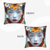 Housse de coussin en peluche double face 18x18 pouces avec motif maquillage floral