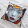 Housse de coussin en peluche double face 18x18 pouces avec motif maquillage floral