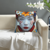 Funda de almohada de felpa doble cara de 18x18 pulgadas con patrón de maquillaje floral