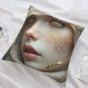 غطاء وسادة من الفرو المزدوج الجوانب بتصميم وجه إنسان فني - مقاس 18×18 بوصة