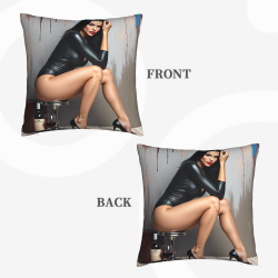 Fodera per cuscino in peluche doppia faccia di 18x18 pollici con motivo di ragazza sexy