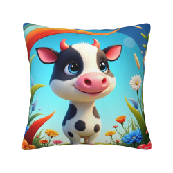 Funda de almohada de felpa doble cara de 18x18 pulgadas con ternero de dibujos animados