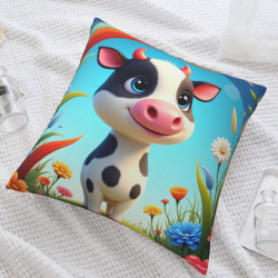 18x18 Zoll doppelseitiger Plüsch-Kissenbezug mit Cartoon-Kalb-Muster
