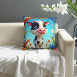 18x18 Zoll doppelseitiger Plüsch-Kissenbezug mit Cartoon-Kalb-Muster