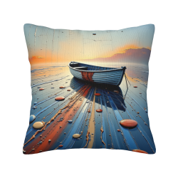 Funda de almohada de felpa doble cara de 18x18 pulgadas con diseño de escena de bote