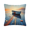 Funda de almohada de felpa doble cara de 18x18 pulgadas con diseño de escena de bote