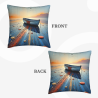 Funda de almohada de felpa doble cara de 18x18 pulgadas con diseño de escena de bote