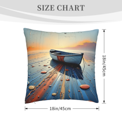 Copricuscino in peluche doppia faccia 18x18 pollici con motivo scena barca