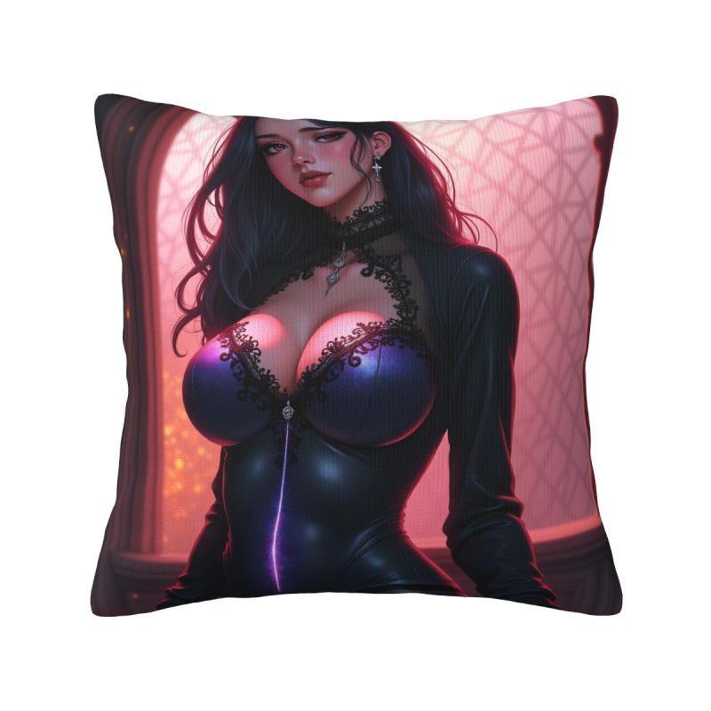 Housse de coussin en peluche recto-verso 18x18 pouces avec motif de femme sexy