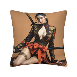 Fodera per cuscino in peluche doppia faccia 18x18 pollici con motivo ragazza con spada