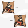 Housse de coussin en peluche recto-verso 18x18 pouces avec motif de fille tenant une épée