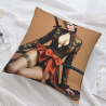 18x18 inches Double - sided Plush Pillow Cover with Sword - holding Girl Pattern