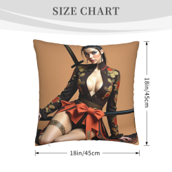 Housse de coussin en peluche recto-verso 18x18 pouces avec motif de fille tenant une épée