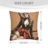 Housse de coussin en peluche recto-verso 18x18 pouces avec motif de fille tenant une épée