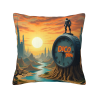 Coussin en Peluche Décorant un Paysage de Montagne Étoilée - Okomall