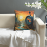 Coussin en Peluche Décorant un Paysage de Montagne Étoilée - Okomall
