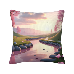 18x18 Inch Double - Sided Plush Pillowcase with Beautiful Landscape Pattern