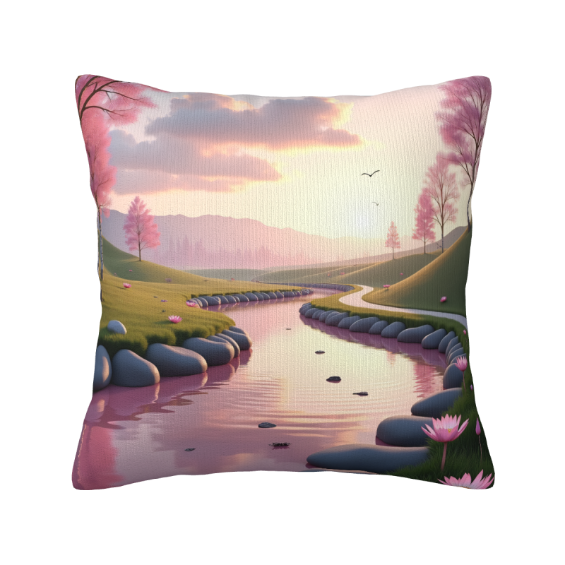 18x18インチ 両面プリント 美しい風景柄プラッシュ枕カバー