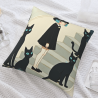 Funda de cojín de felpa de doble cara de 18x18 pulgadas con patrón de chica y gato negro