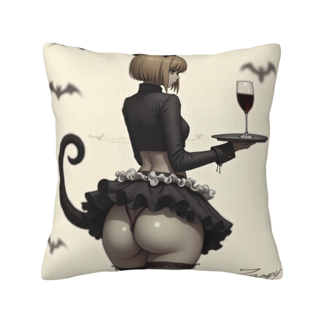 Double - Sided Plush Pillowcase with Sexy Maid Pattern, 18x18 Inches