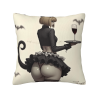 Funda de Almohada de Peluche de Doble Cara con Patrón de Sirvienta Sexy, 45x45 cm