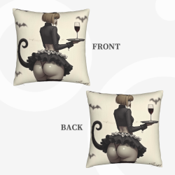 Double - Sided Plush Pillowcase with Sexy Maid Pattern, 18x18 Inches