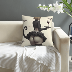 Double - Sided Plush Pillowcase with Sexy Maid Pattern, 18x18 Inches