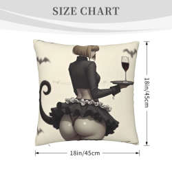 Double - Sided Plush Pillowcase with Sexy Maid Pattern, 18x18 Inches