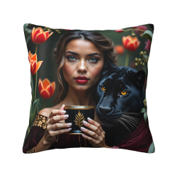 Fodera per cuscino in peluche doppia faccia 18x18 pollici con motivo bellezza e pantera nera