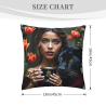 Housse de coussin en peluche recto-verso 18x18 pouces avec motif beauté et panthère noire