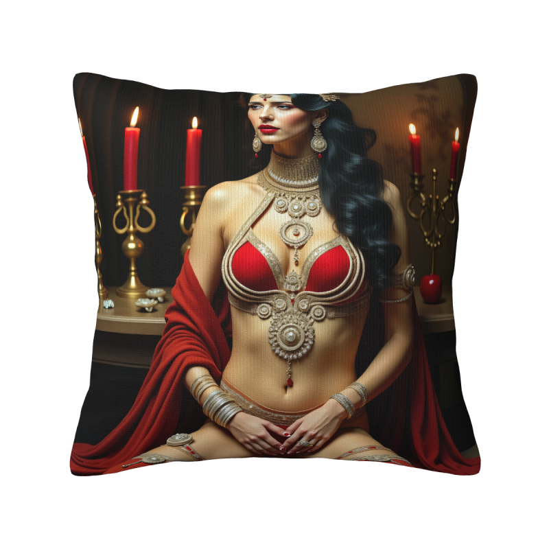 Housse de coussin en peluche recto-verso 18x18 pouces avec motif de beauté exotique