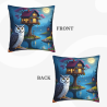 Housse de coussin en peluche recto-verso 18x18 pouces avec motif hibou et maison dans les arbres