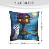 Housse de coussin en peluche recto-verso 18x18 pouces avec motif hibou et maison dans les arbres