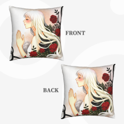 Funda de almohada de felpa de doble cara 18x18 pulgadas con patrón de chica hermosa y rosas