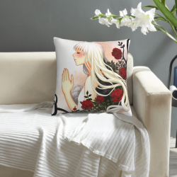 Funda de almohada de felpa de doble cara 18x18 pulgadas con patrón de chica hermosa y rosas