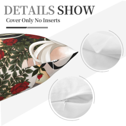 Funda de almohada de felpa de doble cara 18x18 pulgadas con patrón de chica hermosa y rosas