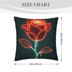 18x18 Zoll Doppelseitiger Plüsch Neon-Rosen-Kissenbezug