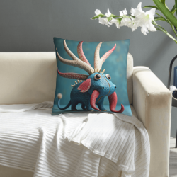 18x18 Inch Double - Sided Plush Pillowcase with Fantasy Monster