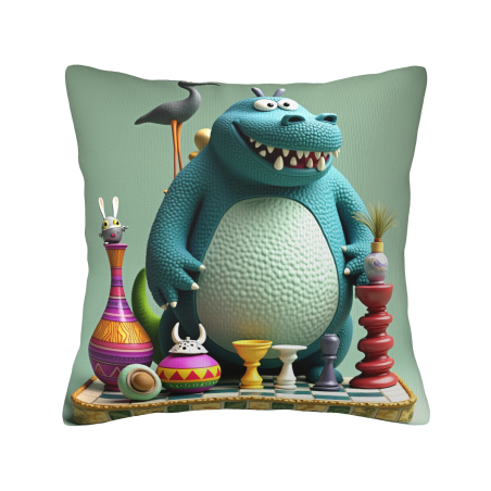 Coussin en peluche double face avec crocodile de dessin animé 45x45 cm
