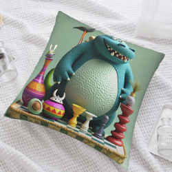 Coussin en peluche double face avec crocodile de dessin animé 45x45 cm