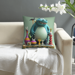 غطاء وسادة من الفرو المزدوج الجوانب مقاس 18×18 بوصة بتصميم تمساح كرتوني