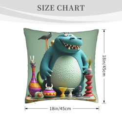 18x18 Zoll doppelseitiger Plüschkissenbezug mit Cartoon-Krokodil