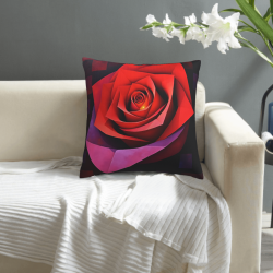 18x18 Inch Double - Sided Plush Pillowcase with Rose Pattern