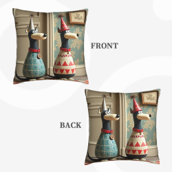 Housse de Coussin en Peluche avec Motif Géométrique Créatif - Okomall