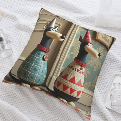 Housse de Coussin en Peluche avec Motif Géométrique Créatif - Okomall