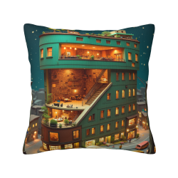 City Stroll ふわふわクッションカバー - 18x18インチ