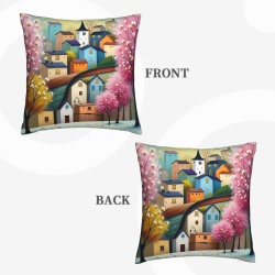 Funda de Almohada de Peluche Impresa de Doble Cara de 45x45 cm (18x18 pulgadas)