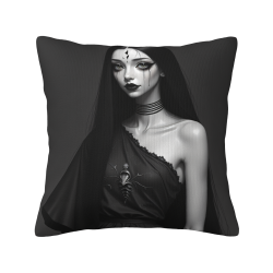 45x45 cm Funda de cojín de felpa de doble cara con patrón de belleza de estilo oscuro